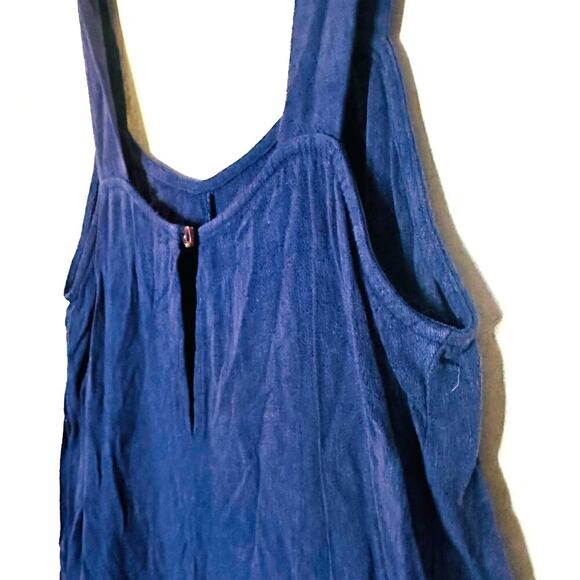 Rachel Pally Dark Blue Linen Alda Square Neck Wide Leg Flare Jumpsuit Size M - Picture 9 of 13